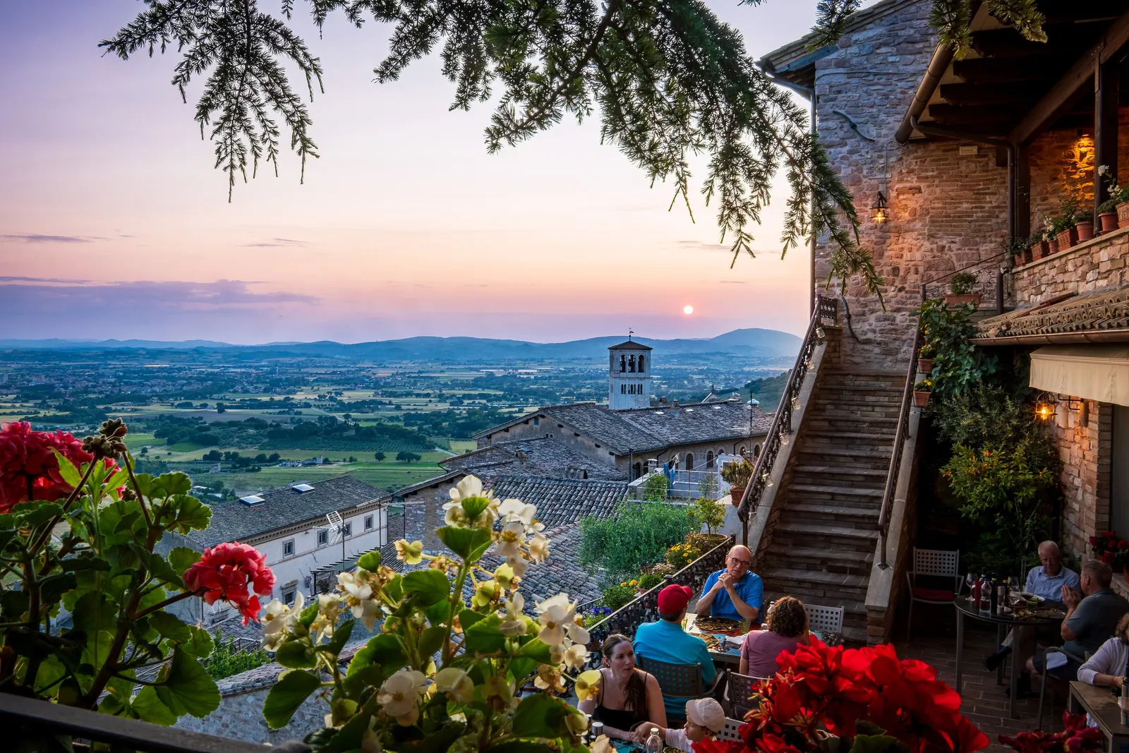 Terrace dinner at dusk