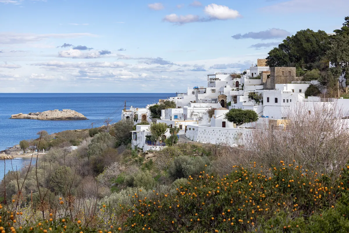 White village by the sea